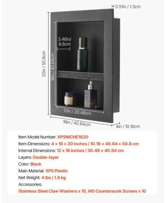 Bathroom Recessed Divider Shelf for Shower Wall Storage and Essentials