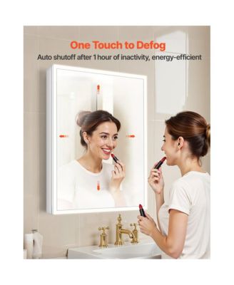 Bathroom Lighted Medicine Cabinet with Dual Side Mirrors