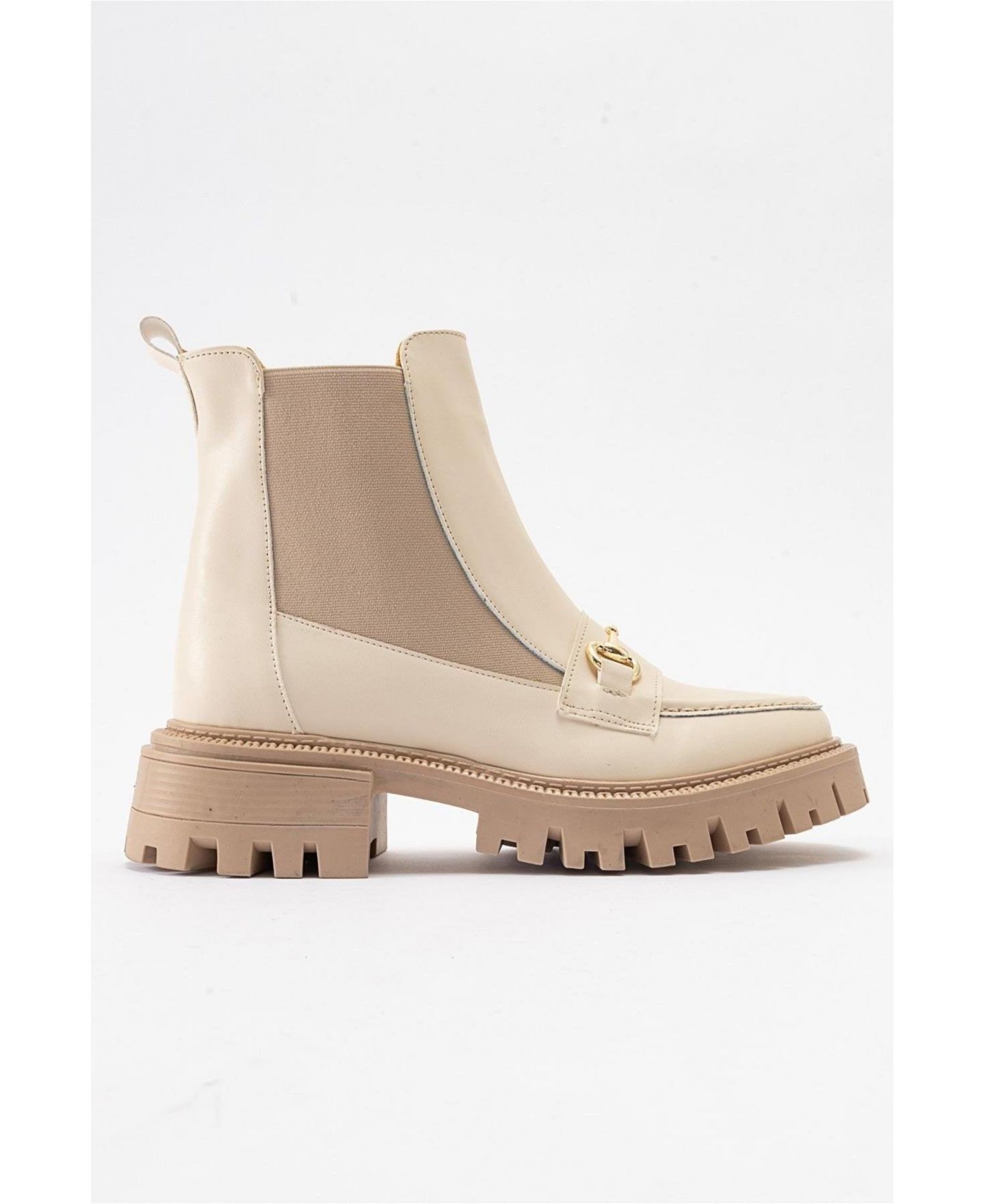 Женские ботинки Prologue Shoes Vesper Buckled Chelsea, цвет: Бежевая искусственная кожа — фото 6