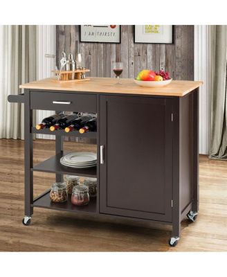 4-Tier Wood Kitchen Island Trolley Cart Storage Cabinet