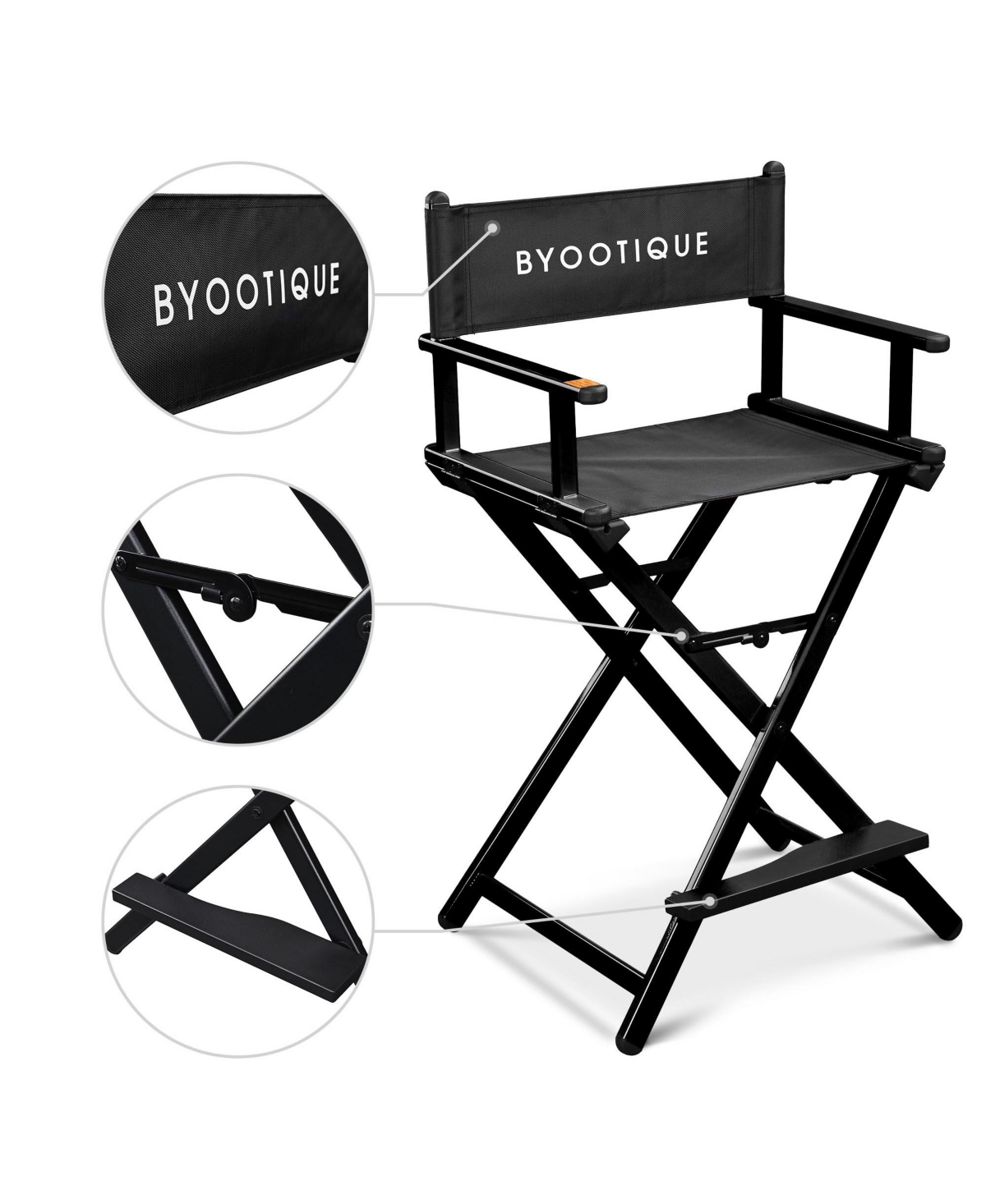 Byootique 28" Height Tall Director Chair Folding Artist Makeup Foot Rest 2 Pack
