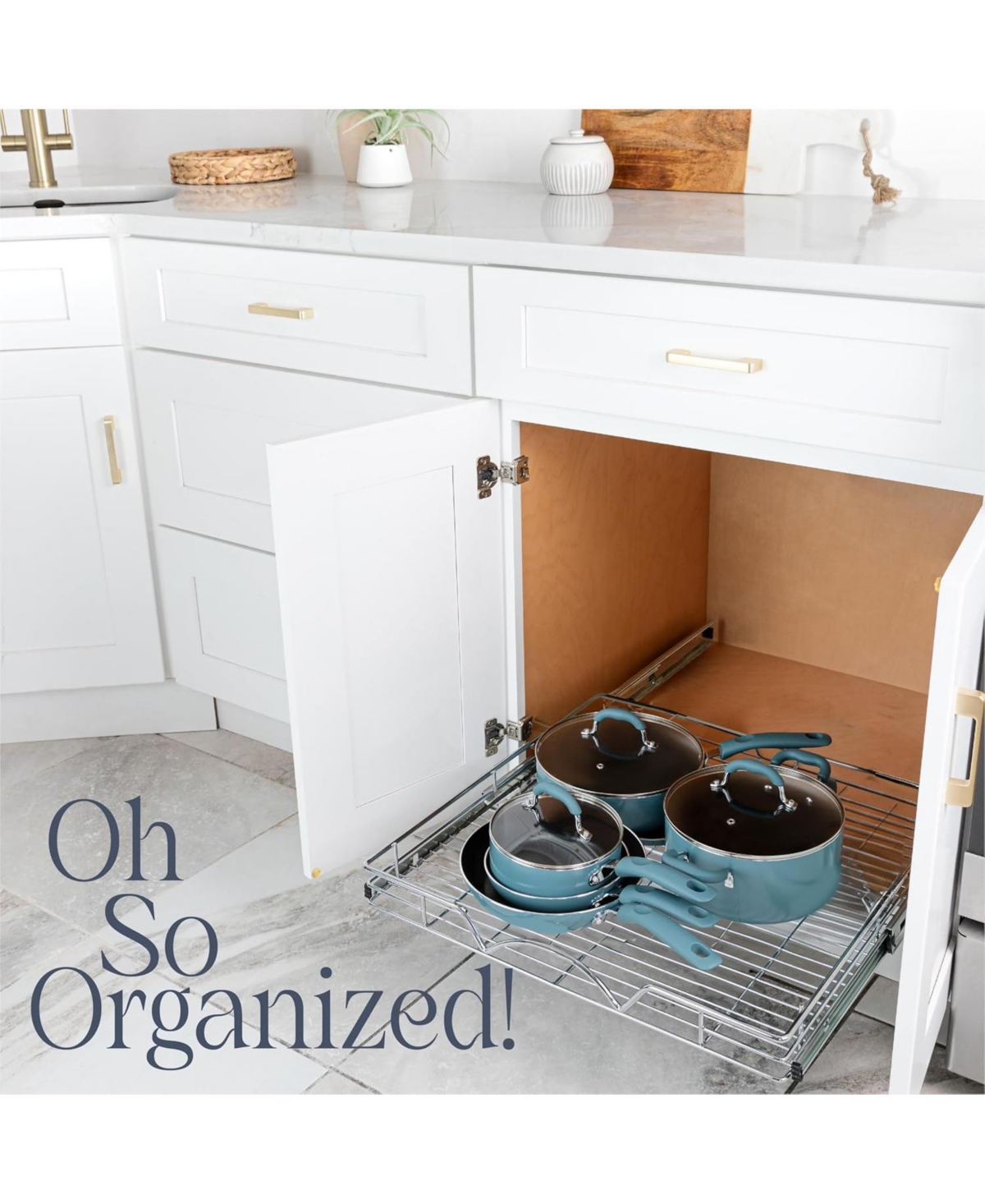 Florida Brands Pull Out Cabinet Organizer with Chrome Finish 30 x 21 In