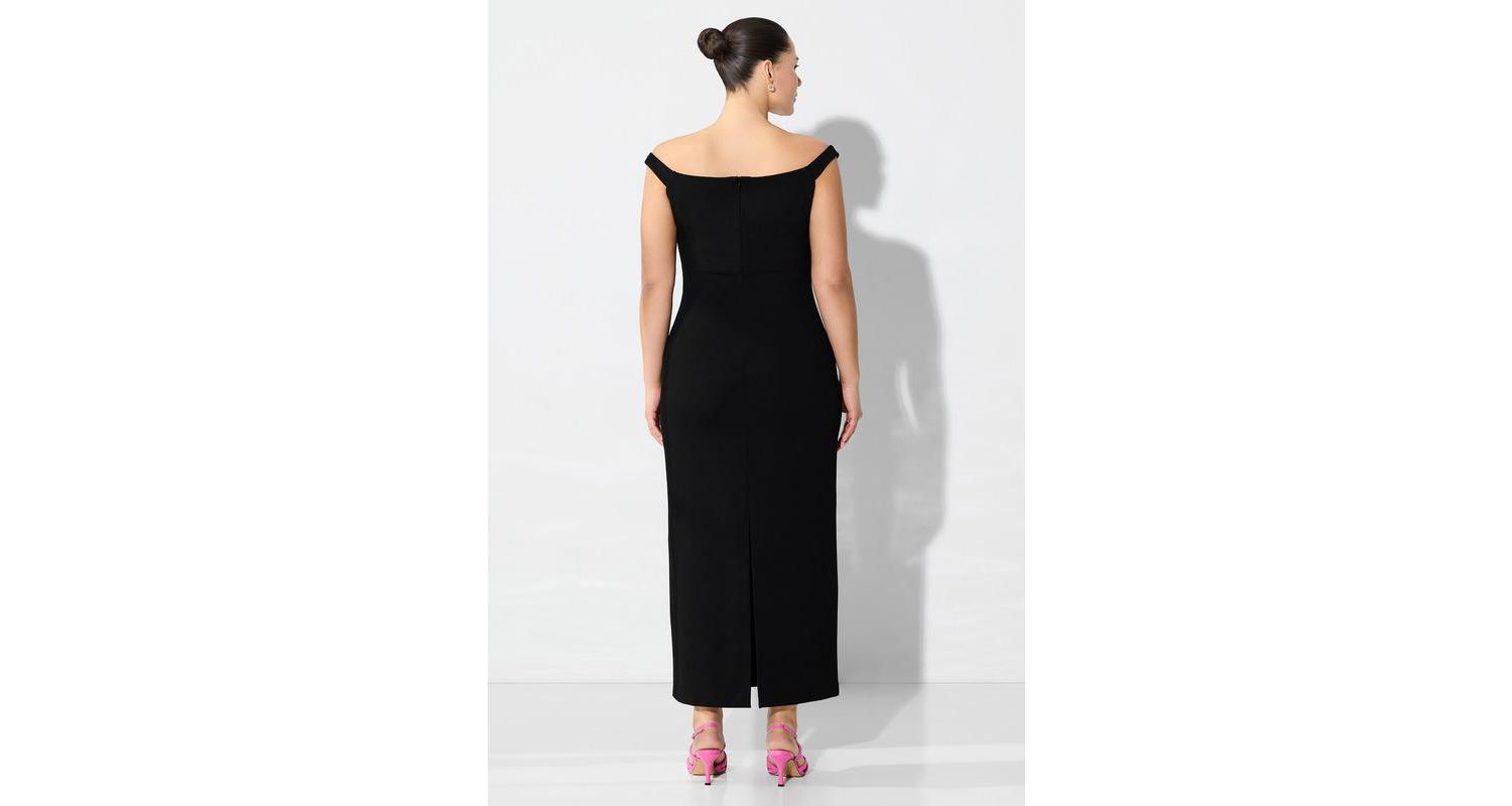 Women's Eliana Slit Sleeveless Off-Shoulder Boat-Neck Fitted Midi Dress
