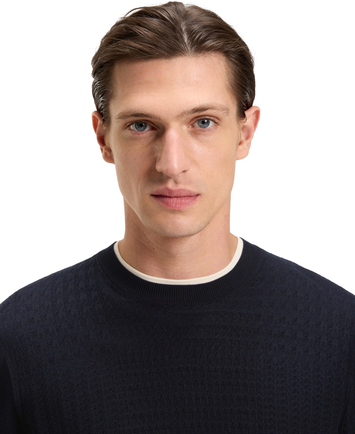 Hugo Boss Boss By  Men's Prince Of Wales Check Silk Sweater In Blue