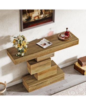 Farmhouse Console Table, 42.5-Inch Narrow Wood Sofa Table Behind Couch, Industrial Entryway Accent Table