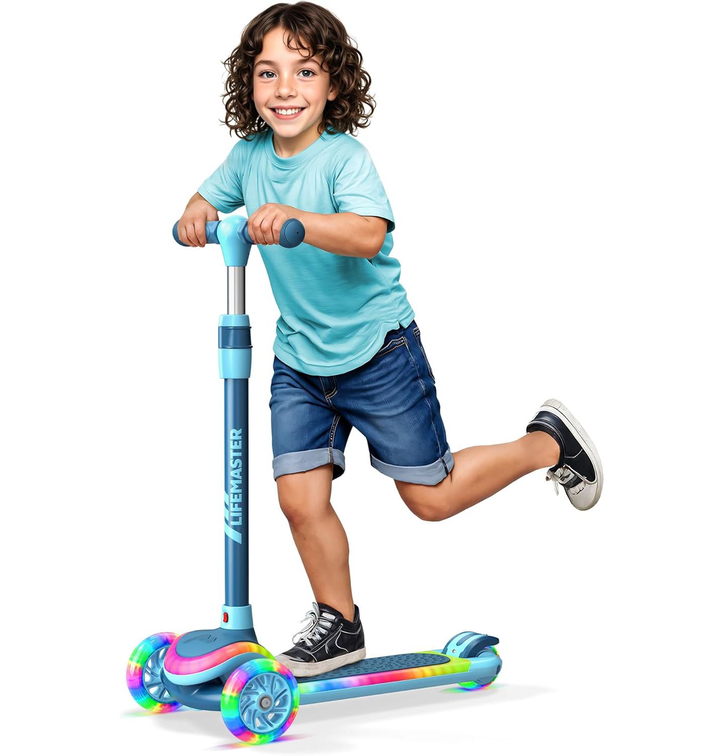Детская игрушка Lifemaster 3-Wheel Light-Up Kids Scooter, Adjustable Handlebar, Supports Up to 150 lbs, Ages 3+ — фото 1