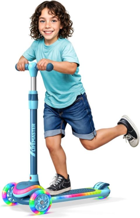Детская игрушка Lifemaster 3-Wheel Light-Up Kids Scooter, Adjustable Handlebar, Supports Up to 150 lbs, Ages 3+