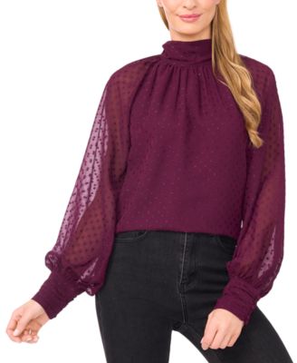 Women's Long-Sleeve Bow Neck Raglan Blouse