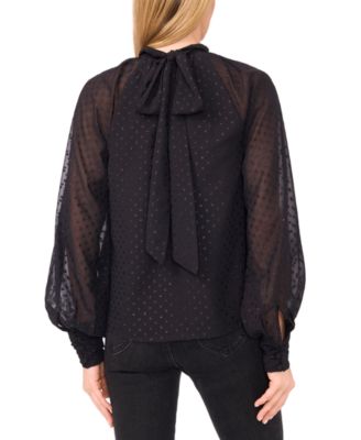 Women's Long-Sleeve Bow Neck Raglan Blouse