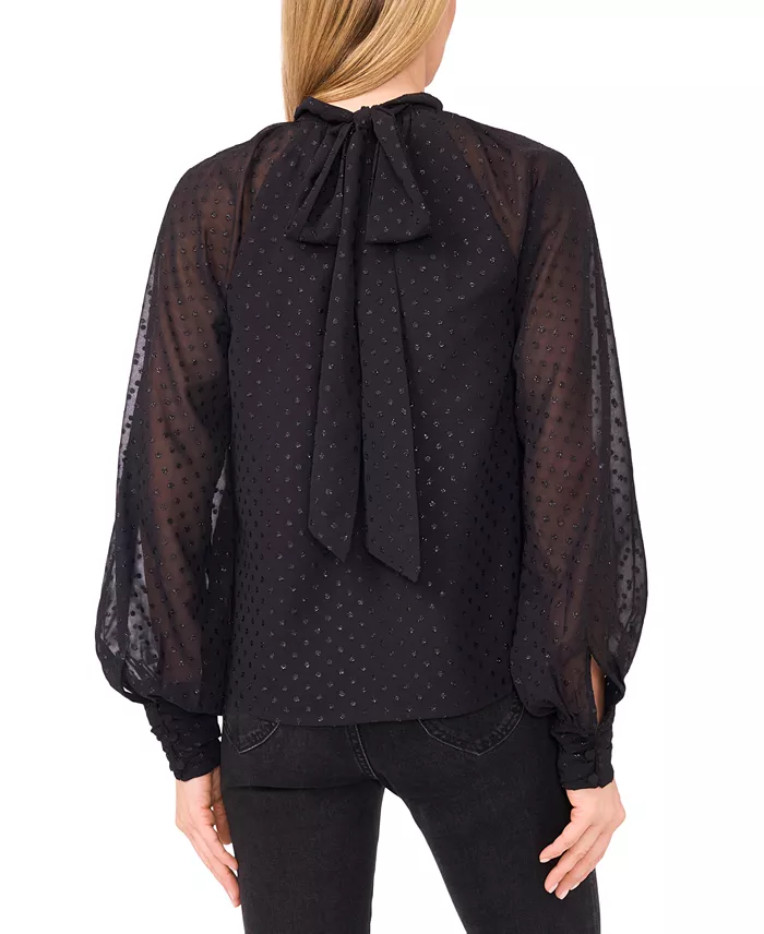 Women's Long-Sleeve Bow Neck Raglan Blouse - thumbnail 3