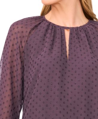 Women's Tiered Flowy Long Sleeves Keyhole Top