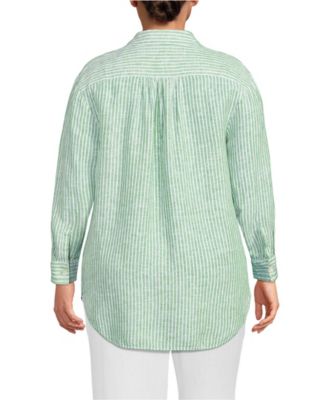 Plus Size Linen Roll Sleeve Relaxed Tunic Top