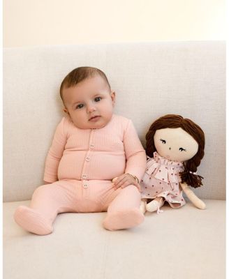 Baby and Toddler Solid Color Ribbed Cotton Blend Button-Down Footie