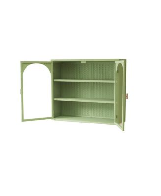 Modern Two-Door Wall Cabinet with Glass Doors and Three-Tier Storage