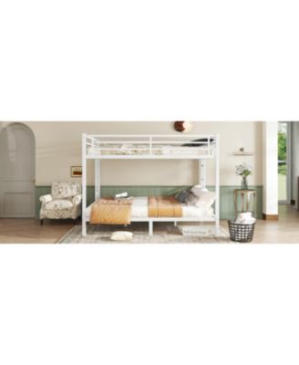Metal Queen/Queen Bunk Bed Space-Saving White