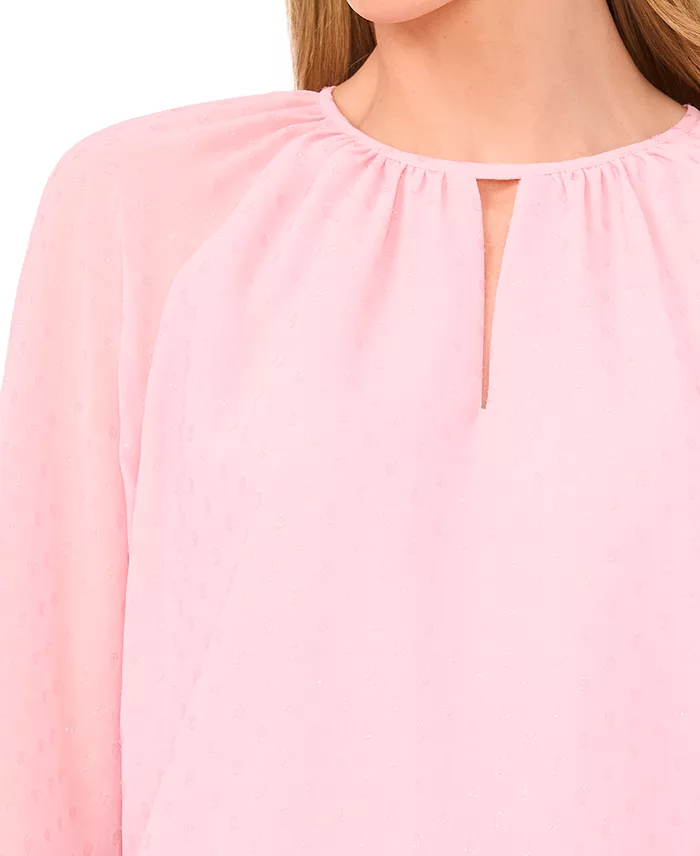 Women's Tiered Flowy Long Sleeves Keyhole Top - thumbnail 2
