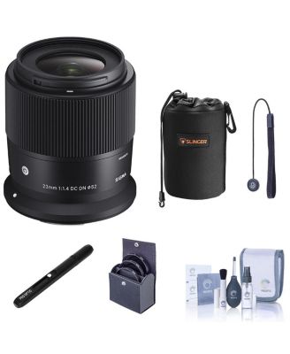 23mm f/1.4 DC DN Contemporary Lens for Canon RF, Bundle with 52mm Filter Kit, Neoprene Lens Pouch, Lens Pen Lens Cleaner, Cleaning Kit,