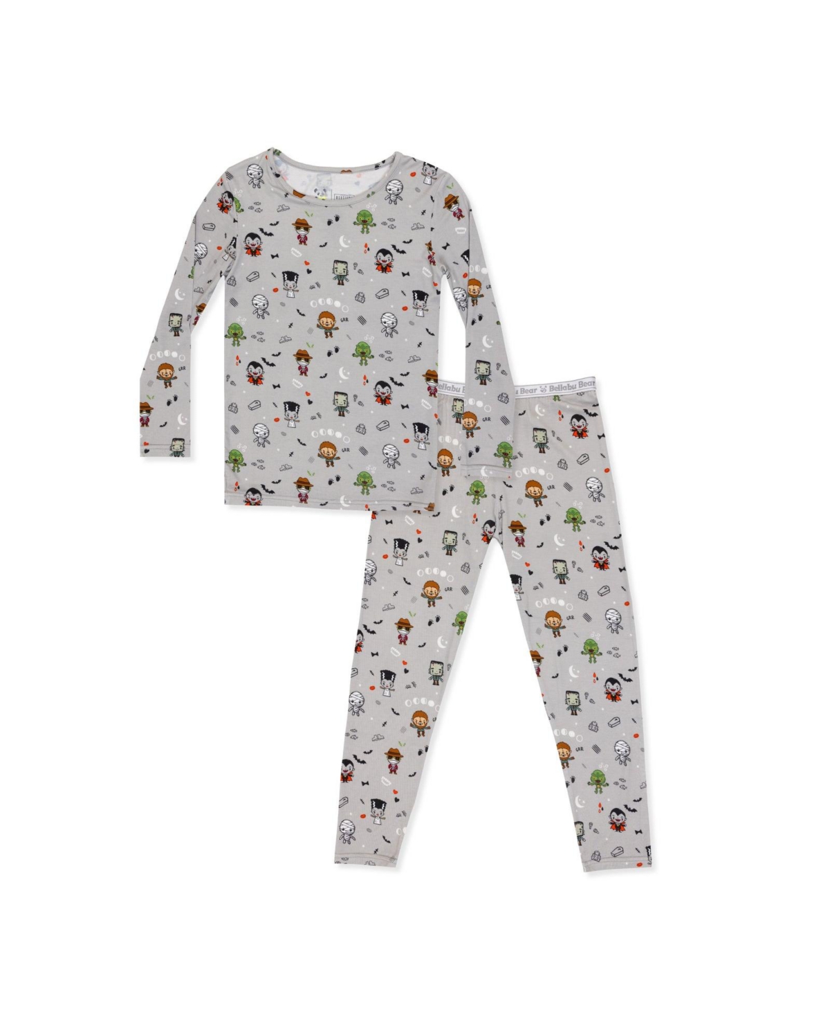 Bellabu Bear Unisex Kids' Little Monsters Set Of 2 Piece Pajamas In Gray