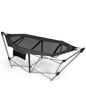 Folding Hammock Indoor & Outdoor Hammock with Side Pocket & Iron Stand