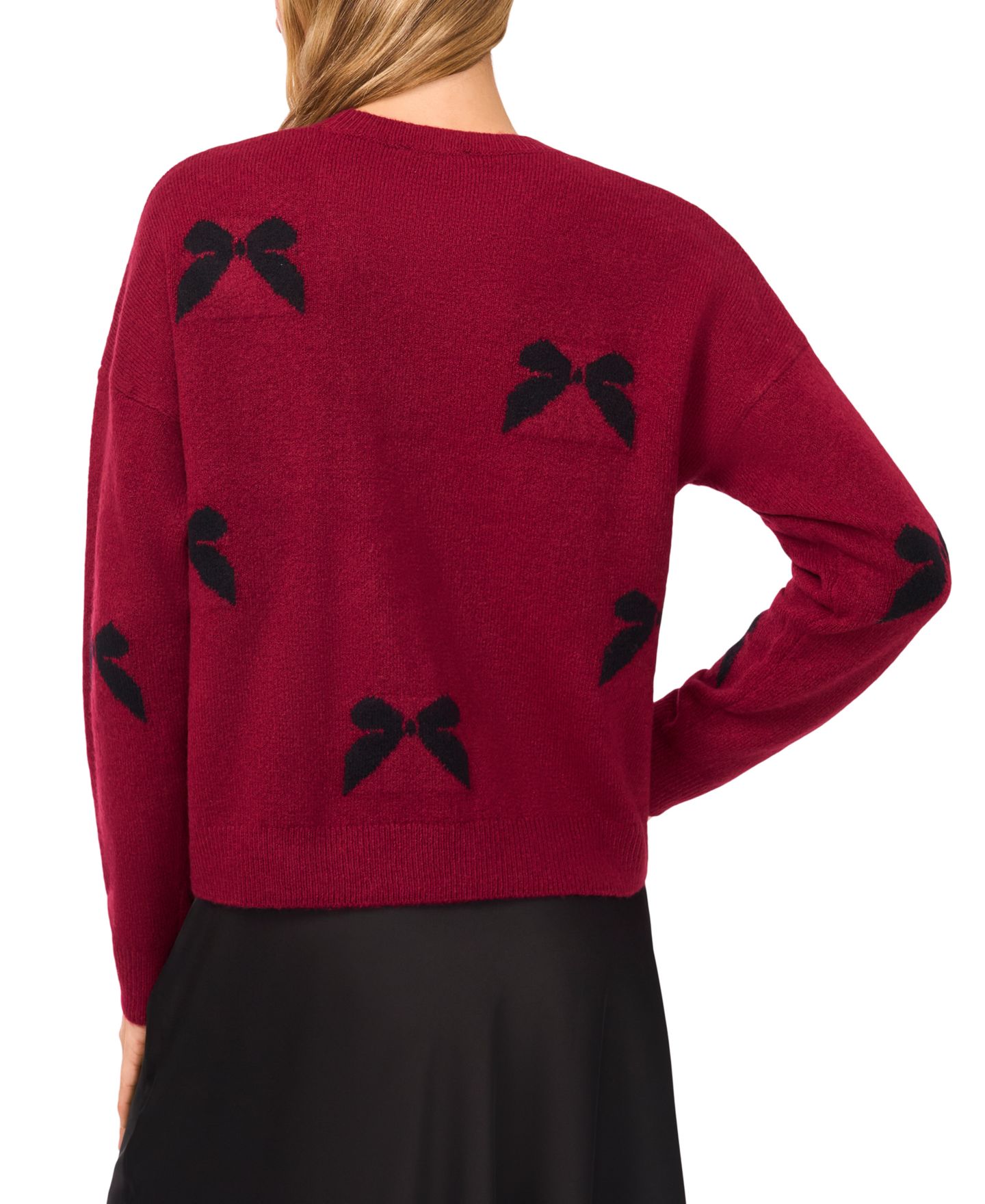 Женский свитер CeCe Bow Appliqué, цвет: Глубокий мерло — фото 3