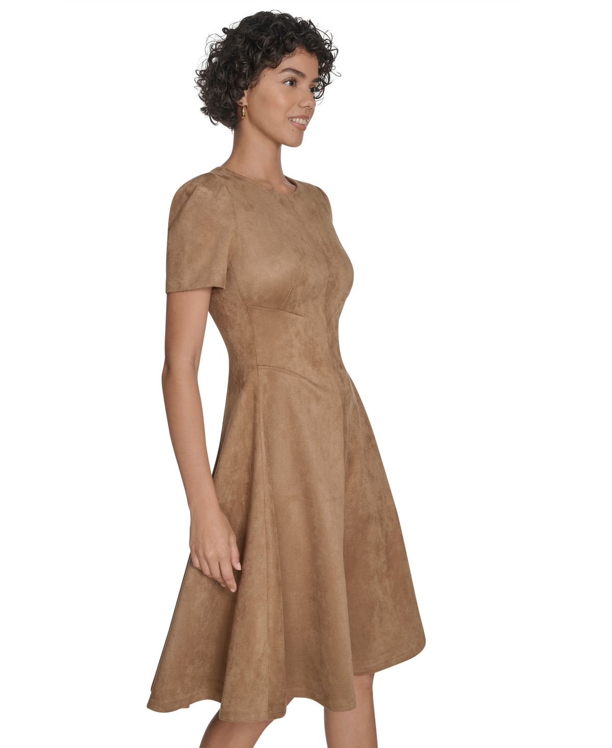 Calvin Klein Women's Fit And Flare Short Dress In Brown