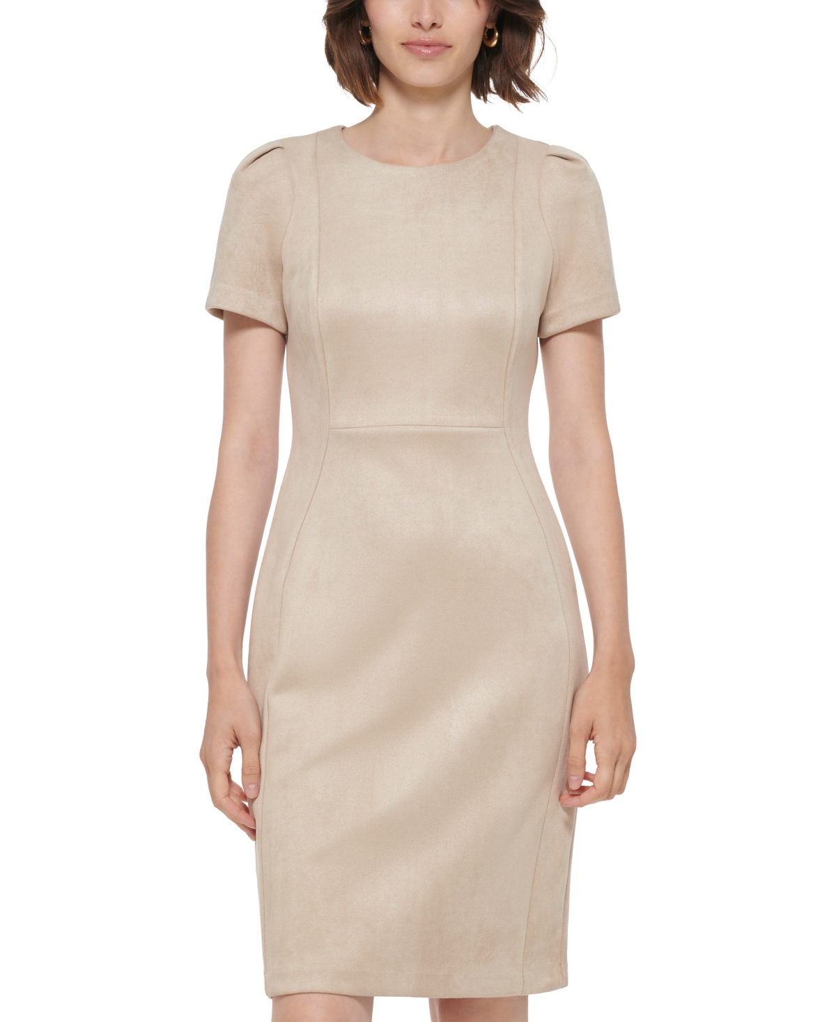 Calvin Klein Women's Crewneck Sheath Short Dress In Neutral