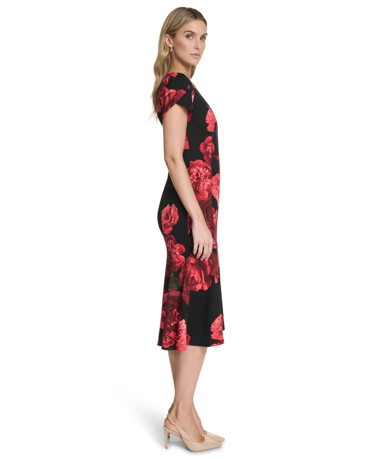 Calvin Klein Women's Printed Fit And Flare Midi Dress In Multi