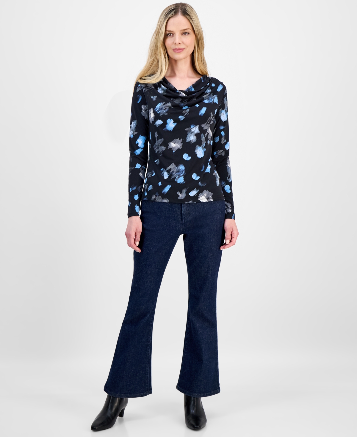 I.n.c. International Concepts Petite Printed Cowlneck Top, Macy's Exclusive