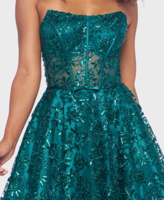 Juniors' Scoop Neck Strapless Bustier Dress