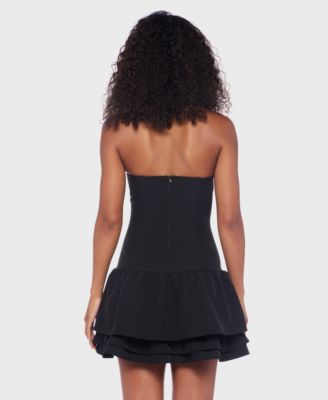 Juniors' Strapless Layered-Hem Fit & Flare Dress