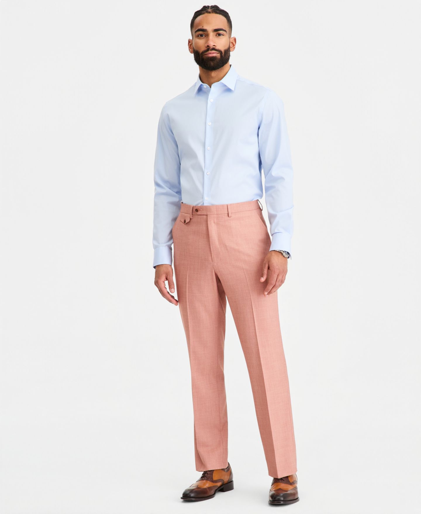 Мужские брюки Tayion Collection Classic-Fit Rust Solid Suit Separates, цвет: Терракотовый — фото 1
