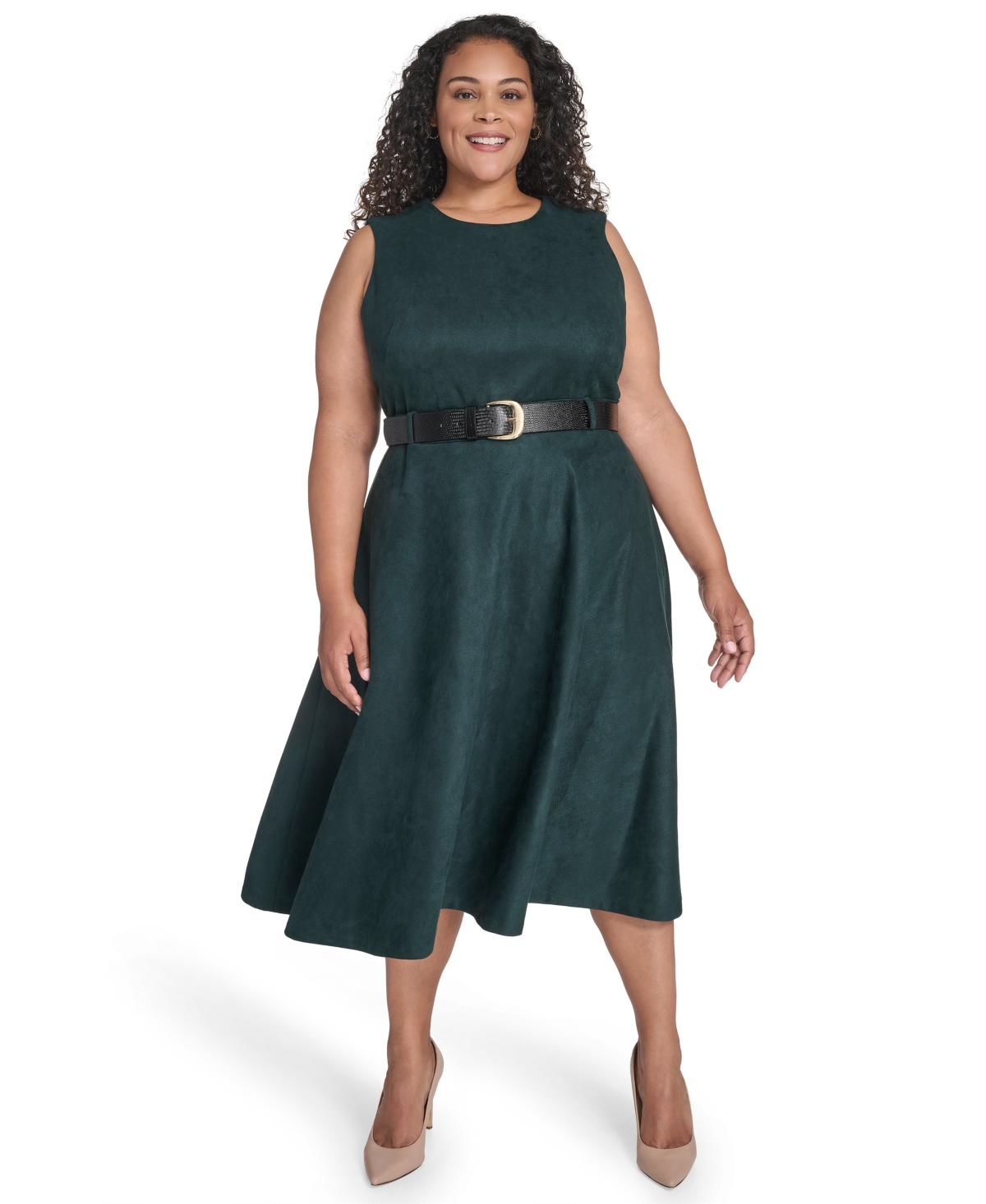 Calvin Klein Plus Belted Scuba Dress