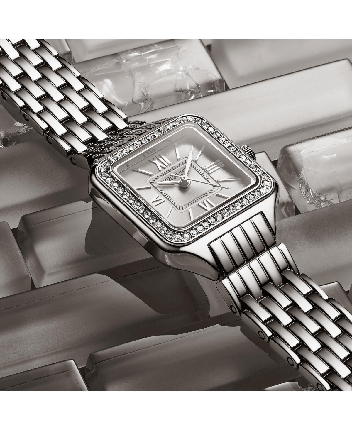 Женские часы Stuhrling Confidant 4020 квадратные с кристаллами на безеле — фото 5