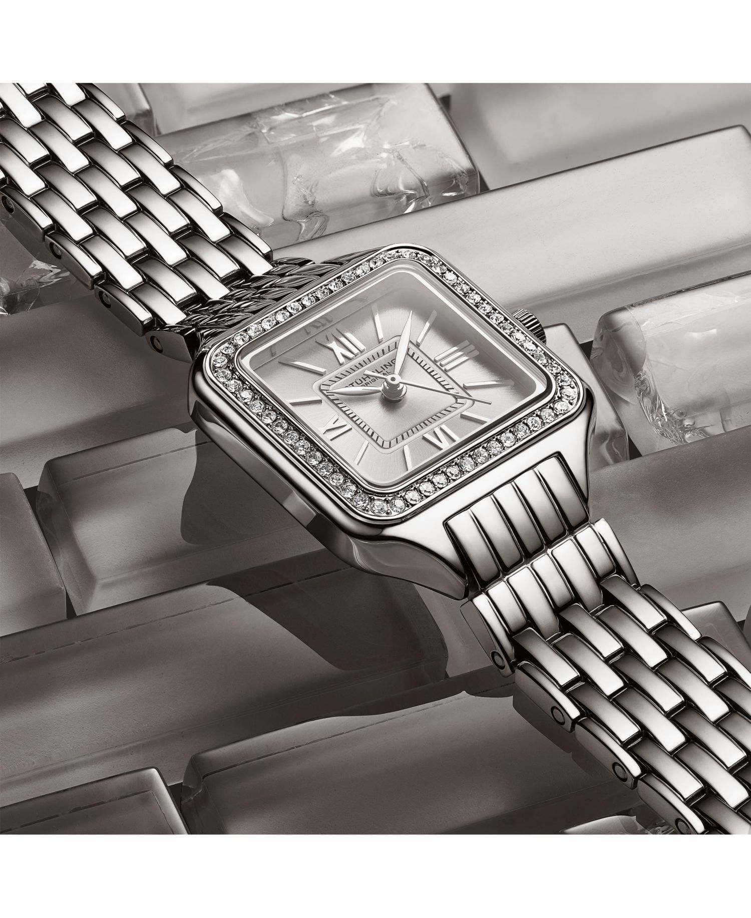 Confidant 4020 Women s Square Watch - Quartz Movement, 27mm Case, Crystal-Accented Bezel, Stainless Steel Bracelet