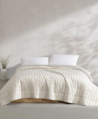 Calvin Klein Washed Percale Solid Cotton 3-Pc. Quilt Set, King