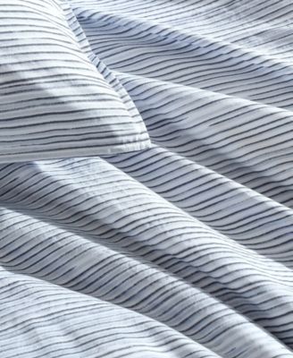Wavy Stripe Washed Percale Cotton 3-Pc. Duvet Cover Set, King