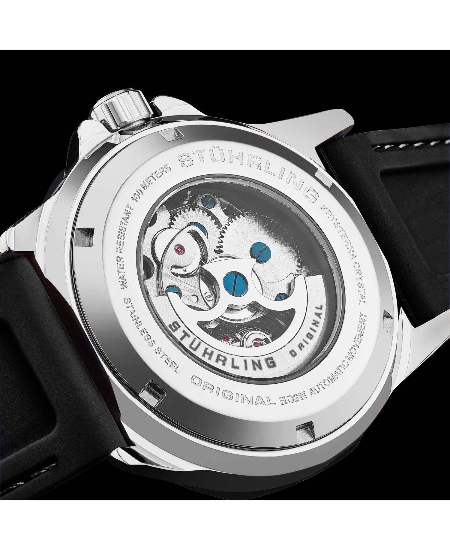 Edwardian 4018 Men s Automatic Skeleton Watch - 44mm Stainless Steel Case, Skeleton Dial, Silicone Strap