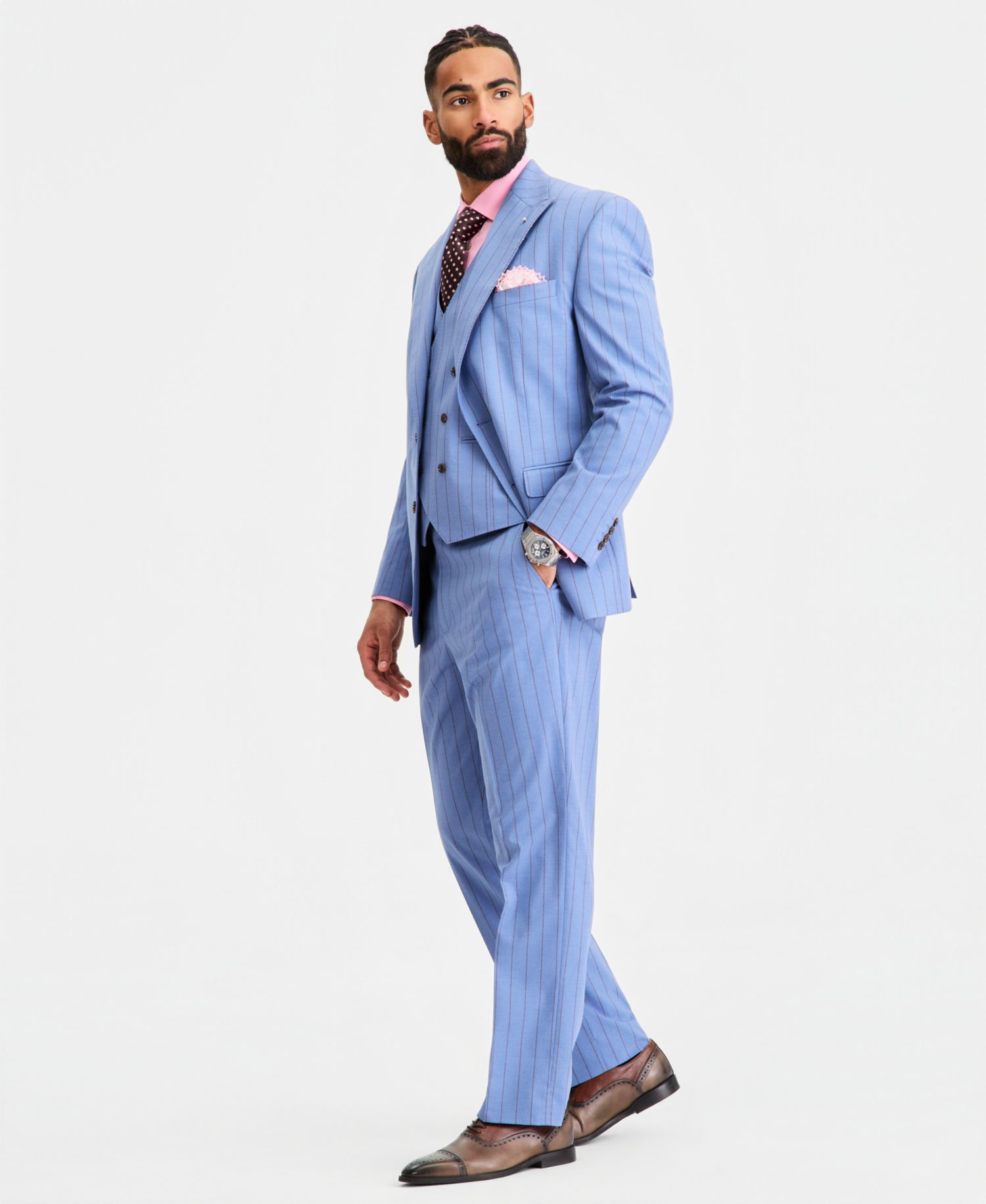 Men's Classic-Fit Blue Pinstripe Suit Separates Jacket