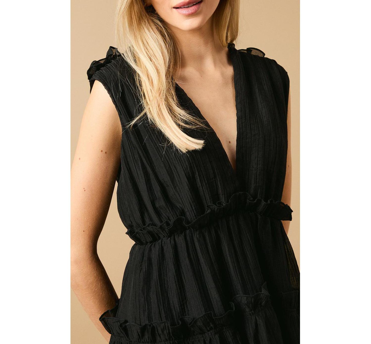 Women's Tiered Detail V-Neck Mini Dress