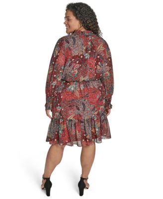 Plus Size Smocked-Sleeve Shirt Dress