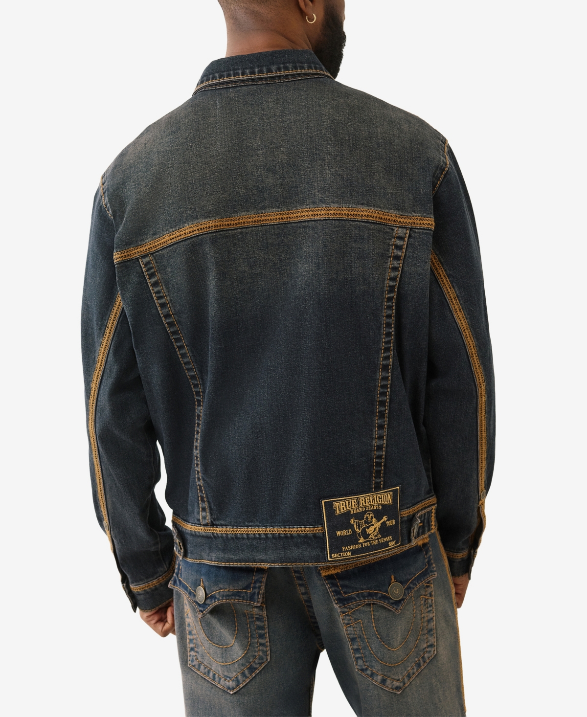 True Religion Men's Super Flatlock Long Sleeve Trucker Jacket