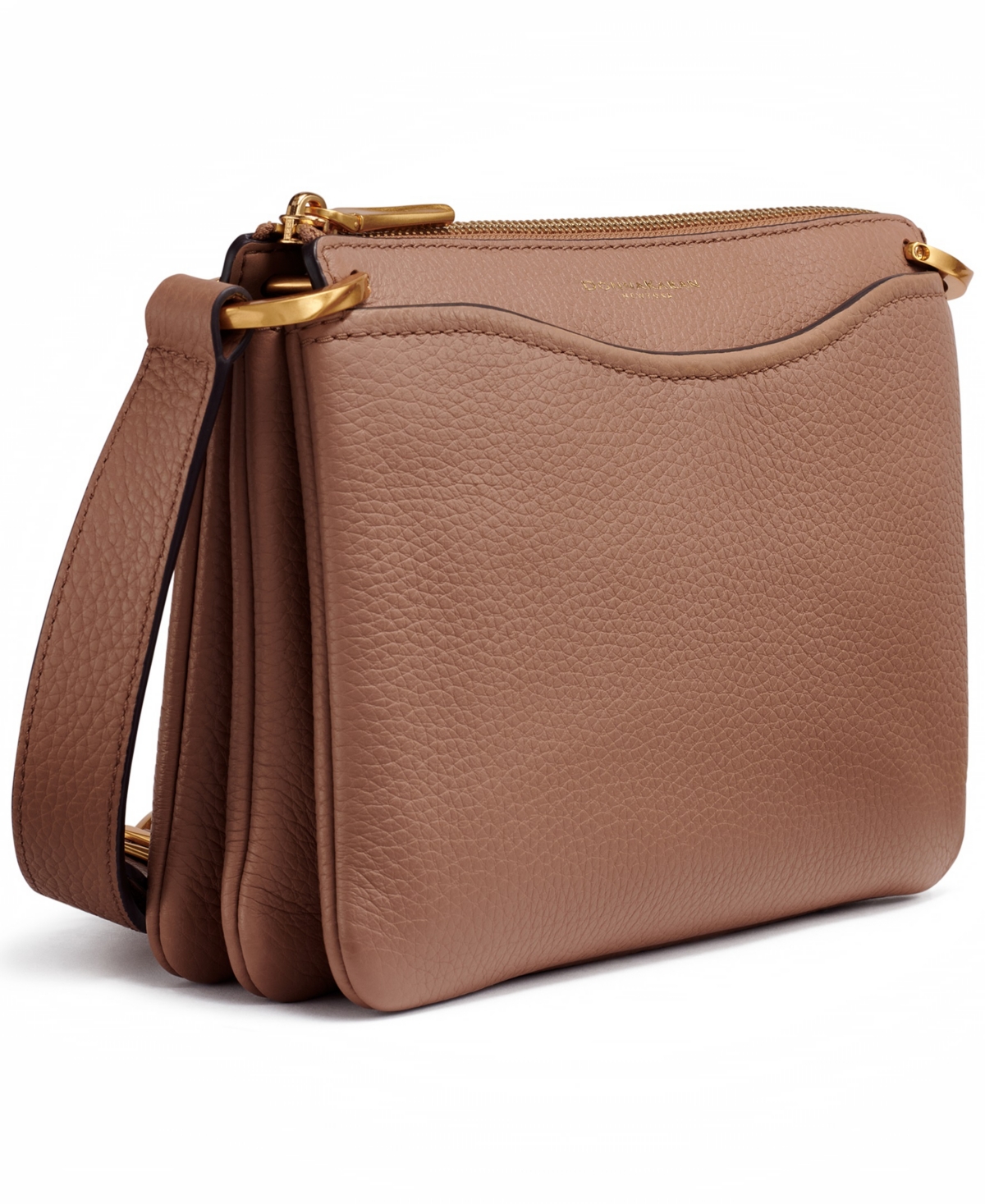 Donna Karan Glenwood Zippered Leather Crossbody With Tassel Detail In Brown