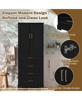 72.2" Tall Freestanding Bathroom Cabinet with 3 Drawers, Adjustable Shelf, Soft-Close Doors and Steel Handles