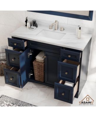 48-Inch Solid Wood Bathroom Vanity with Matching Top and Ceramic Basin