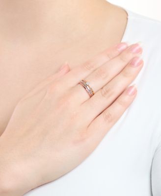 3-Piece Cubic Zirconia Ring Set (0.12 ct. t.w.) in Tri Tone Sterling Silver