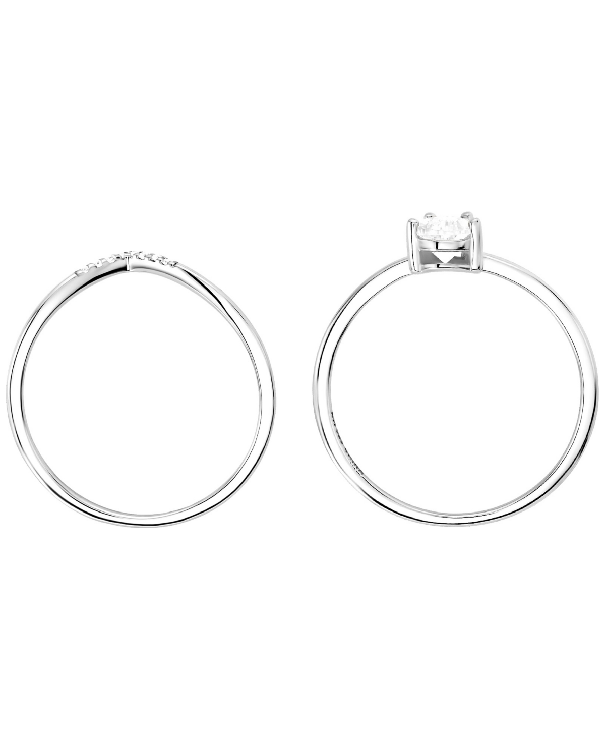 Macy's 2-piece Cubic Zirconia Ring Set (1.25 Ct. T.w.) In Sterling Silver In White