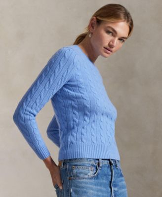 Women's Cable Wool-Cashmere Crew Neck Sweater