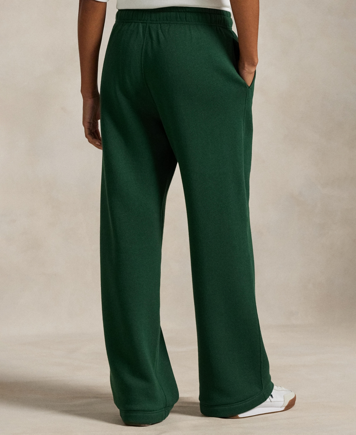 Polo Ralph Lauren Wide Leg Cotton Blend Fleece Sweatpants In Green