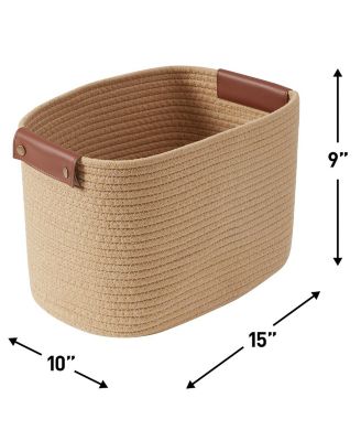 3 Pack Cotton Rope Shelf Storage Basket with Handles
