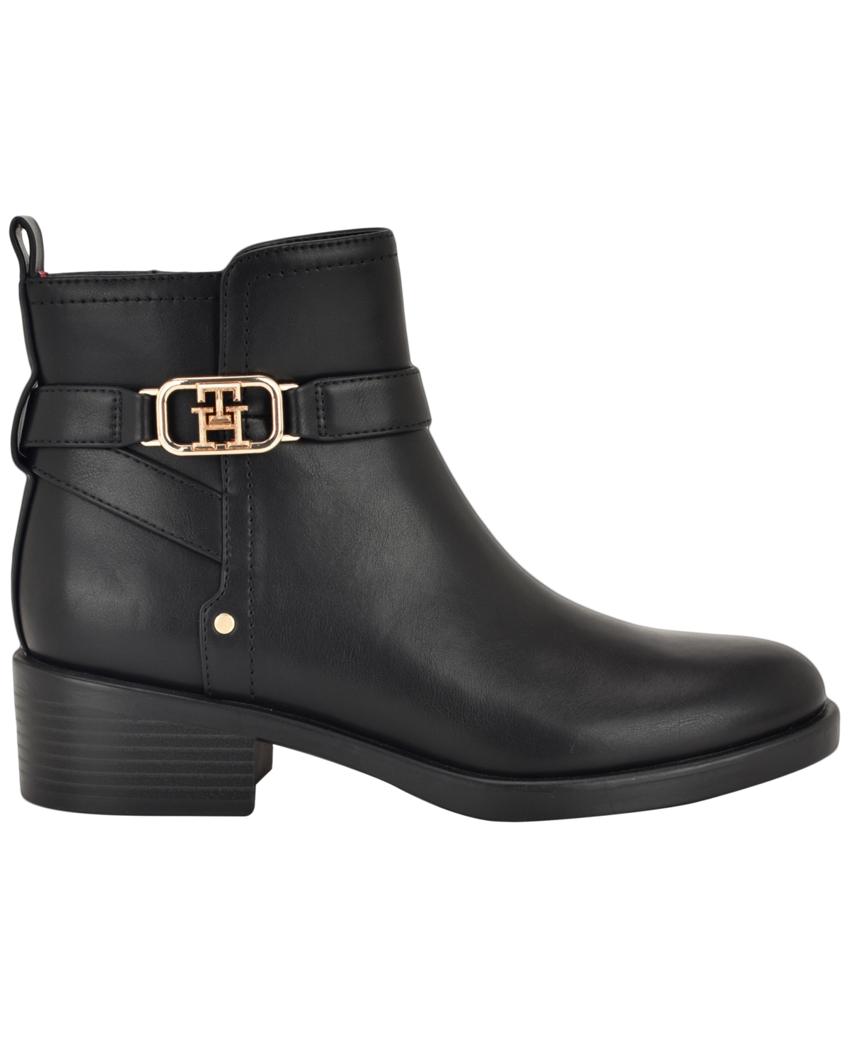 Tommy Hilfiger Women's Ivaide Logo Strap Block Heel Booties In Black